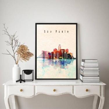 Imagem de Quadro São Paulo City - Aquarela 24x18cm - Quadros On-line, Moldura pr