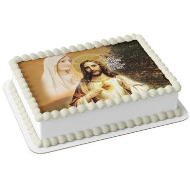 Imagem de Papel Arroz para bolo Maria Jesus Filho Amado Escutai O Que Ele Diz fe