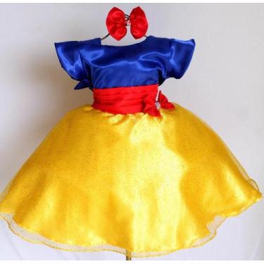 Imagem de Vestido Infantil Branca de Neve Festa Temática E Tiara - Pingo De Gent
