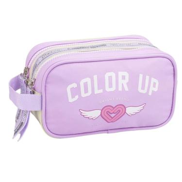 Imagem de Estojo Duplo Color Up Feminino Juvenil Infantil Escolar