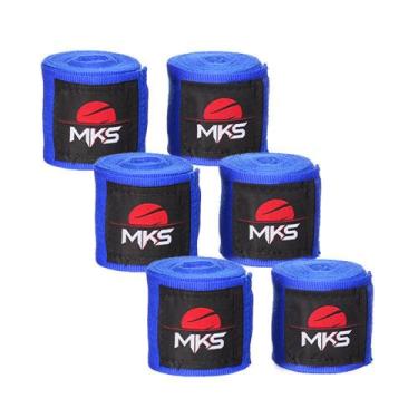 Imagem de Kit Bandagem 2,55m Mks Combat com 3 Pares Azul, Único