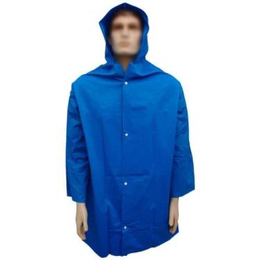 Imagem de Capa de Chuva em PVC Brascamp Azul com Capuz