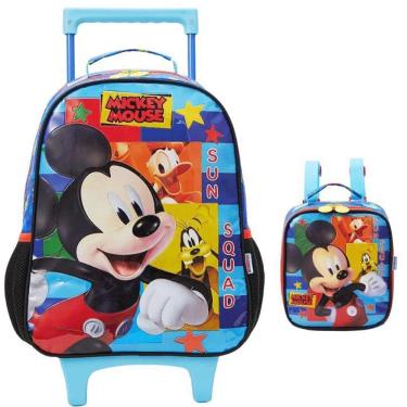 Imagem de Kit Mochila Escolar Mickey Disney Rodinha G Com Lancheira