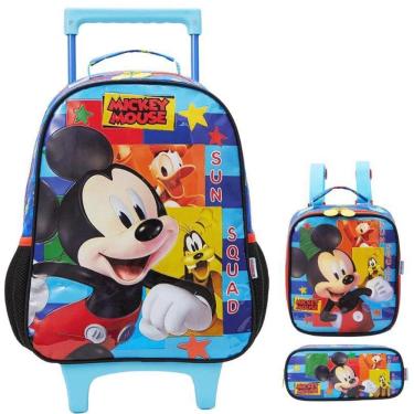 Imagem de Kit Mochila Escolar Mickey Disney Rodinha Tam G Infantil