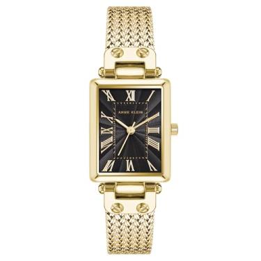 Imagem de Anne Klein Relógio feminino com pulseira de malha, Preto