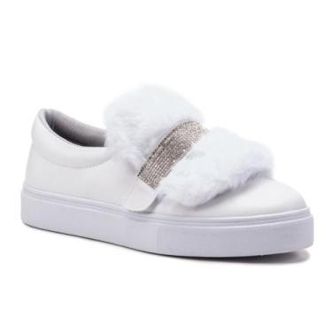 Imagem de Tênis Feminino Slip On 3 em 1 Casual Strass E Pelúcia - Mila Marques, 