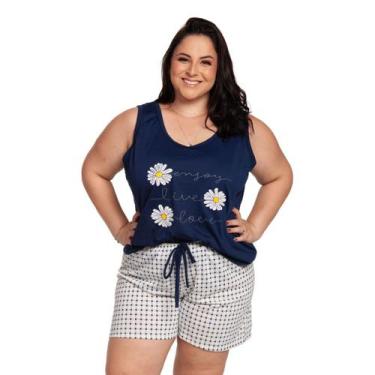 Imagem de Pijama Feminino Plus Size Regata Verão - Pérola Pijamas, Margarida, G2