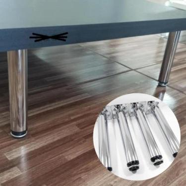 Imagem de Pés Tubular 20cm Cromado Para Sofás Cama Box e Moveis 10un - Ralph Cou
