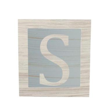 Imagem de Cubo Azul Letra Branca com Aplique Festa Chá de Bebê Decoração 8x8x8 C