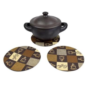 Imagem de Descanso de Panela MDF + Capa Estampada Para Mesa de Jantar Kit 03 Peç