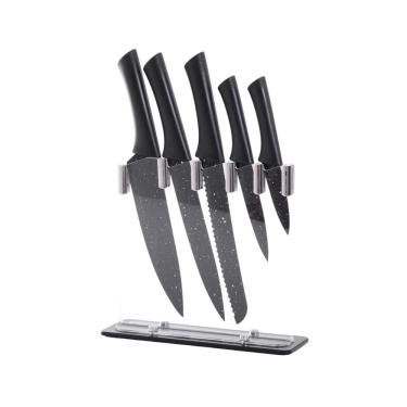 Imagem de Conjunto Facas Suporte Gourmet Preto Inox/Acrílico 6Pç Wincy