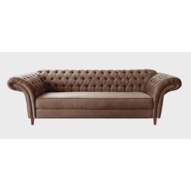 Imagem de Sofa chesterfield conde 2.30 suede chocolate pronta entrega