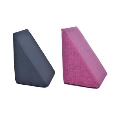 Imagem de Kit 2 Travesseiros Almofada Triangular Espuma Encosto Adulto Apoio Costas Repouso Leitura Anatômico(Preto+Pink,Único)