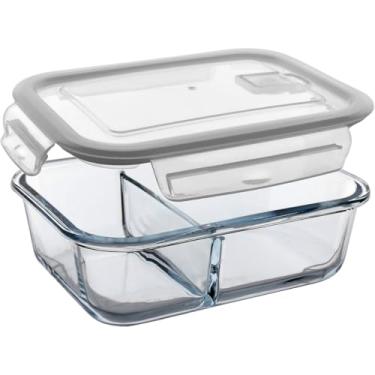 Imagem de POTE HERMÉTICO MARMITA COM 2 DIVISOES VIDRO TEMPERADO HOME&CO 1L 21x16x7cm TRANSPARENTE