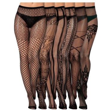 Imagem de Meias de meia-calça Skylety Fishnet Thigh Lingerie x6