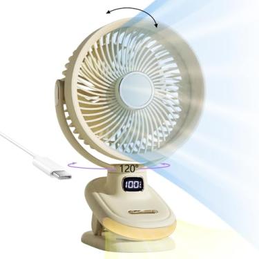 Imagem de Earthuses Ventilador De Acampamento Ao Ar Livre, Mesa Pequeno Recarregável Por Usb, Silencioso, Encaixe Para Cama, Oscilante Giratório Quarto, Mini 5 Velocidades Escritório, Ventiladores Com Tempori