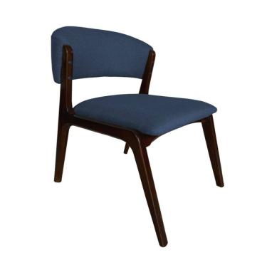 Imagem de Cadeira Kethellen Premium Madeira Maciça Castanho Linho Azul