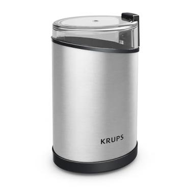 Imagem de Krups Moedor de café e especiarias de aço inoxidável de um toque 12 xícaras 200 watts café, especiarias. Ervas secas, tigela removível prata