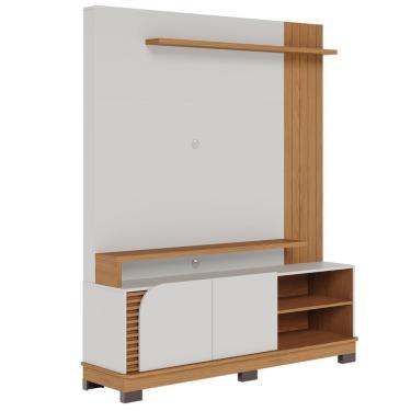 Imagem de Home Para Tvs 65 3 Prateleiras Bia Off White Matte Freijó