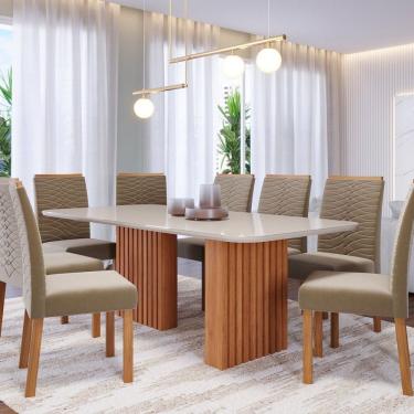 Imagem de Sala De Jantar Ester 210 Cm Com 8 Cadeiras Clarice Cinamomo-offwhite-joli