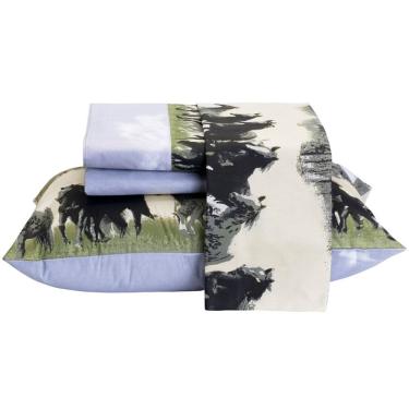 Imagem de Jogo De Lençol Encatare Casal 4 Peças Estampado 100% Algodão Percal 200 Fios - Texas Ca...