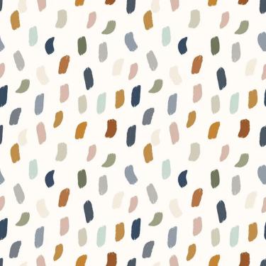 Imagem de Papel De Parede Revoada Mini Pinceladas Mostarda, Marinho, Bege E Cinza 4421