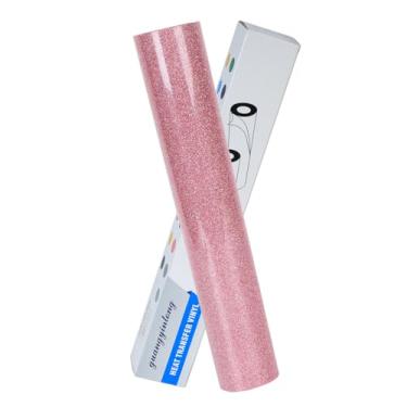 Imagem de guangyintong Rolos De Vinil Com Glitter Rosa Htv Para Transferência Térmica, 30 Cm X 1,5 M Passar A Ferro Em Camisetas, Todos Os Cortadores, Fáceis Cortar E Design Faça Você Mesmo