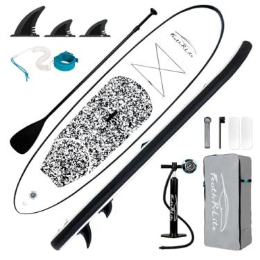 Imagem de FEATH-R-LITE Prancha inflável de stand up paddle de 25 x 76 x 15 cm, ultraleve (7,6 kg) com acessórios de paddleboard, três aletas, pá ajustável, bomba, mochila, trela