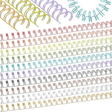 Imagem de MorningRo 100 peças de fios de encadernação de laço duplo de metal 9/40.6 cm fios de encadernação em espiral dupla bobina 10 cores espinhos de encadernação dupla pentes 23 furos 2: 1 fio de máquina de