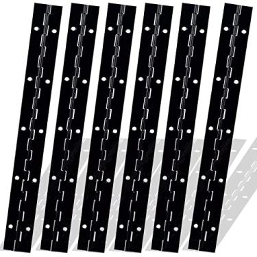 Imagem de XHMAXE Dobradiças de piano, dobradiças de porta resistentes de 30,5 cm com furos, dobradiças contínuas de aço inoxidável e piano para caixa de correio, ferramentas de móveis de madeira/caixas de armazenamento, porta de armários, piano, preto