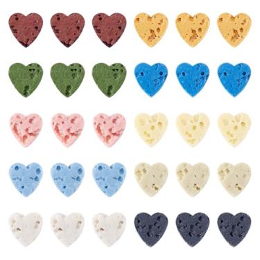 Imagem de KISSITTY Contas de pedra preciosa de coração, 100 peças, pedra vulcânica, tingida, cristal, espaçador, contas, 10 cores para joias, pulseiras, colares, brincos, faça você mesmo, ornamentos artesanais