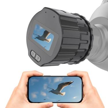 Imagem de Câmera ocular digital com vídeo HD 2K e WiFi - acessório para microscópio telescópio, adaptador ocular de 25 a 50 mm, tela de visualização ao vivo, 64 GB de armazenamento, controle de aplicativo
