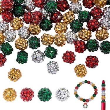 Imagem de AHANDMAKER 80 peças de contas de strass de resina contas redondas de diamante de cristal 4 cores contas espaçadoras de 12 mm para canetas, cordões de contas, pulseira de apanhador de sol, colar de