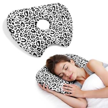 Imagem de BVOKQUC Travesseiro de piercing de orelha para dormir de lado, travesseiros com furos para dor de ouvido, travesseiro de donut para adultos, CNH, alívio de dor de ouvido, almofada de pressão e