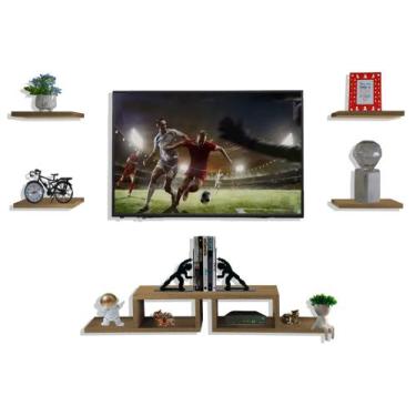 Imagem de Rack Suspenso Tv Com 4 Nichos Organizador Livros  Mod. Twins - Safira,