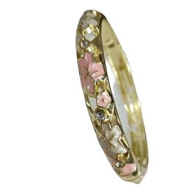 Imagem de Only My Live Home Pulseiras de punho articuladas com estrela esmaltada Cloisonne chinesa pequena para mulheres de pulso pequeno, joias étnicas a céu aberto, Inner Diameter 2.25 inch wide 0.31 inch