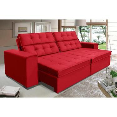 Imagem de Sofá Retrátil e Reclinável 2,30m Suede Vancouver Vermelho - Sofá Casa