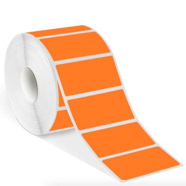 Imagem de STARLIBOO Etiquetas térmicas de 5 x 2,5 cm, etiquetas térmicas diretas laranja para código de barras, adesivos autoadesivos multiusos retangulares para envio de endereço, 1100 folhas/rolo