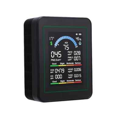 Imagem de TARSHYRY 10 Em 1 Monitor de Qualidade do Ar, Temperatura Portátil e Medidor de Umidade Com Tela Colorida para Casa, Escritório, Veículo, Detectar Pm0.3 Pm2.5 Pm10 CO2 CO2 TVOC (preto)