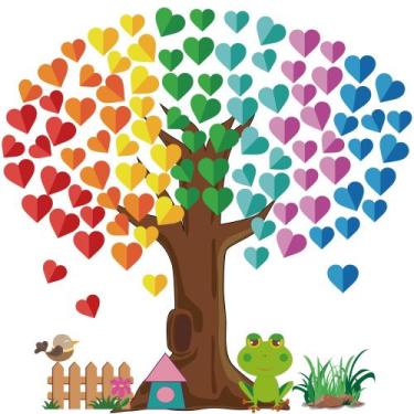 Imagem de Decorações de quadro de avisos Vcekract Classroom Tree Hearts