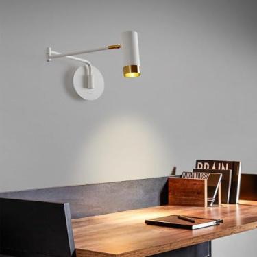 Imagem de Lâmpada De Parede Moderna Com Braço Oscilante, Iluminação De Arandelas De Parede Com Fio, Luminária Ajustável Em Preto E Branco Com Interruptor On/off Para Quarto, Cozinha E, B Black