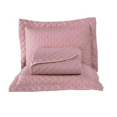 Imagem de Kit Colcha Cobre Leito Jogo Roupa Cama Casal Padrao 3 Peças Fronha Matelado Simples Basico Nude Bordado