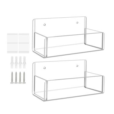 Imagem de DimyFew 2 peças organizadores de porta-tempero, de acrílico transparente, para parede, para armazenamento de condimentos, prateleira flutuante para armário de, 15.2 Cm X 7 Cm X 7.4