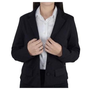 Imagem de Blazer Feminina Lado Avesso Curto Preto - L12714-Feminino