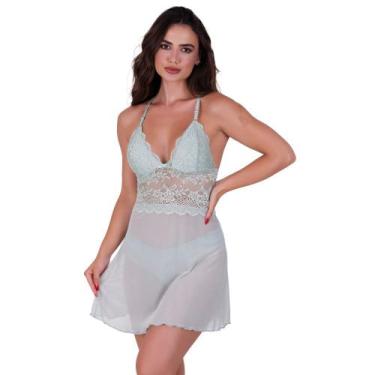 Imagem de Camisola sem Bojo Tule Transparente e Calcinha Joana - NAKA MODAS, G, 