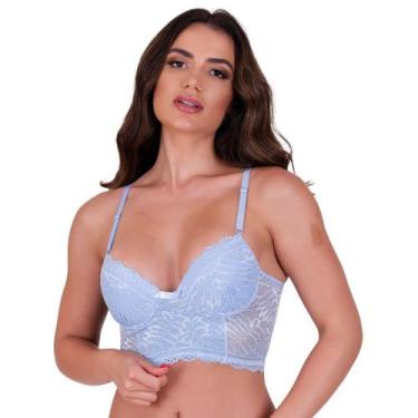 Imagem de Sutiã com Bojo de Renda Cropped Ludmila - NAKA MODAS, M, Azul