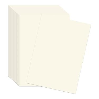 Imagem de 50 folhas de cartolina creme A4, cartolina marfim de 42 kg/250 g/m², papel para impressora de cartão marfim pesado para convites, álbuns, confecção de cartões, artesanato