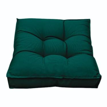 Imagem de Futon 70x70 Oxford Assento Turco Almofada Lisa Quadrada Alta Grande Pallet Sofa Shelter(Verde Oliva)