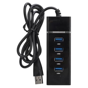 Imagem de USB 2.0 Hub 4 Porta de alta velocidade Data Sincroniza Durável ABS Black Usb Docking Station para Linux OS X XPS PC