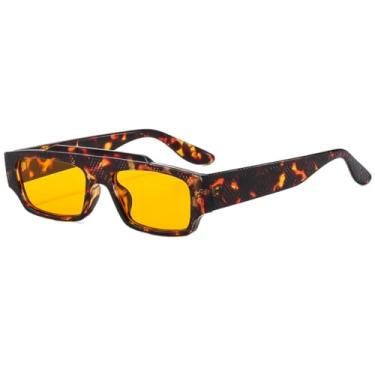 Imagem de Óculos de sol vintage laranja da moda, feminino, masculino, retrô, lente azul, óculos de sol uv (6)